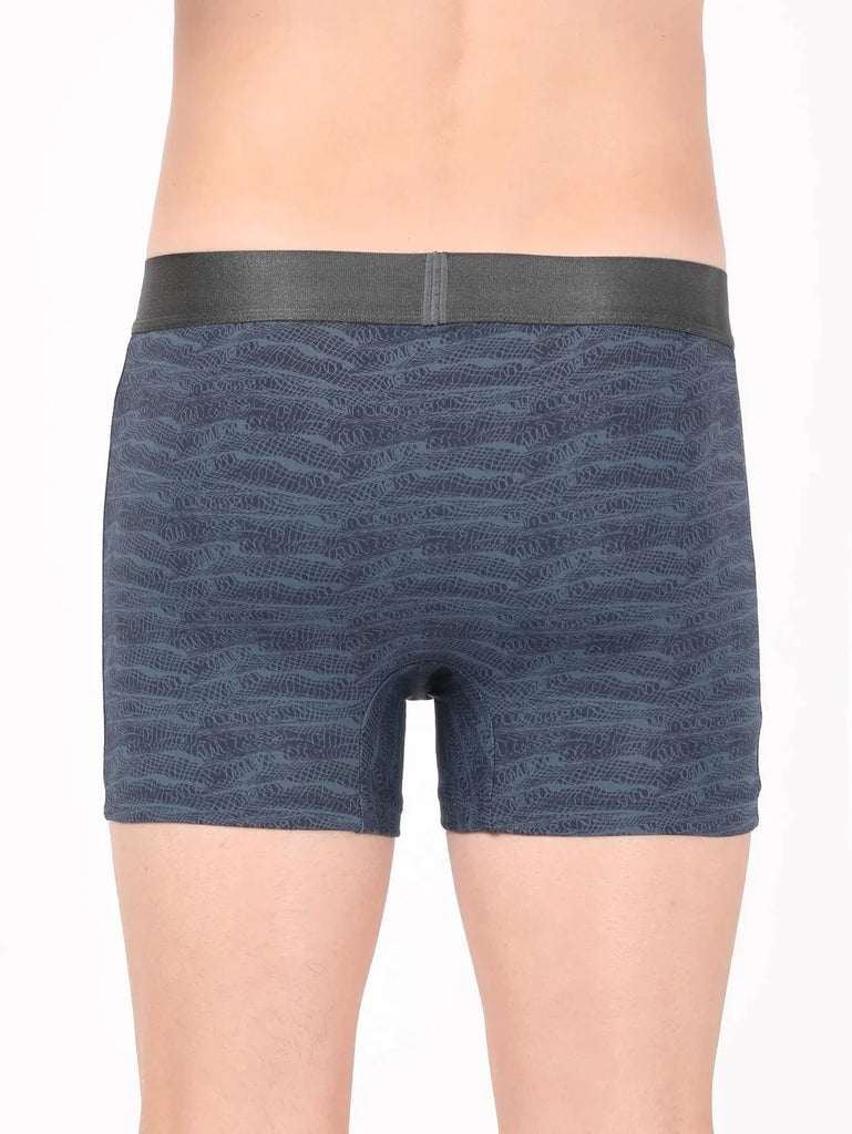 True Navy Print Jockey Elastane Stretch Printed Trunk Underwear For Men