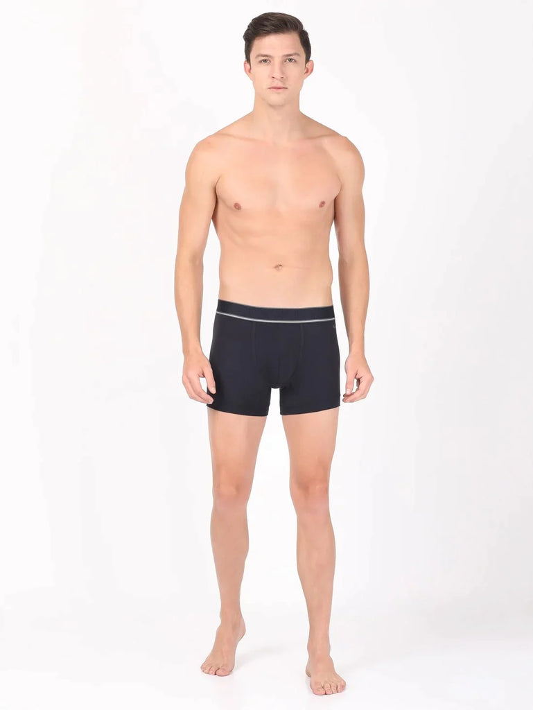 True Navy Jockey Elastane Stretch Solid Trunk Underwear For Men