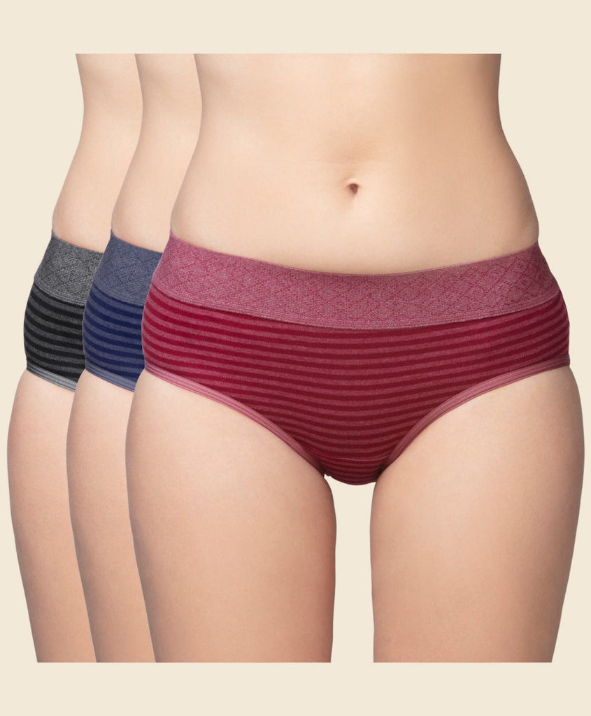 MULTI COLOURS mid-waist hipster brief panty with full rear coverage for women