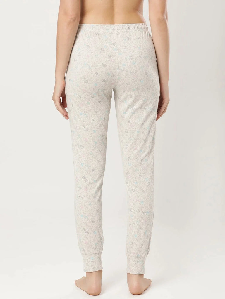 Vapour Blue JOCKEY Women's Relaxed Fit Cuffed Hem Styled Printed Pyjama.