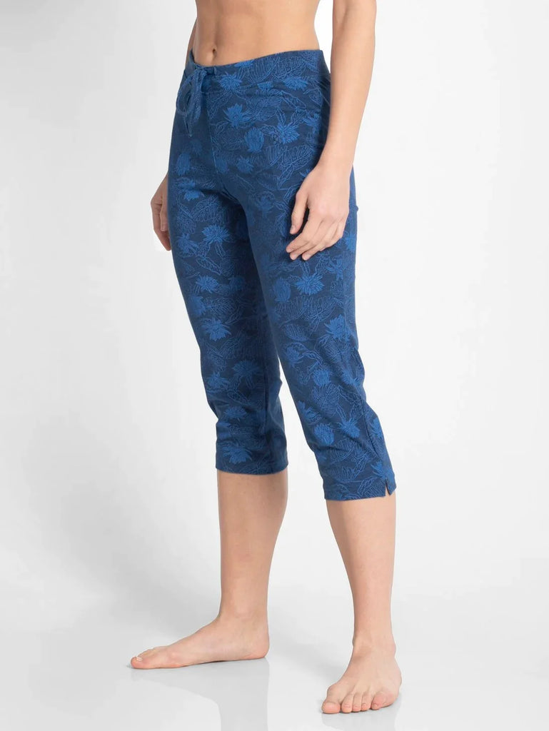 Vintage Denim Melange Printed JOCKEY Women's Slim Fit Capri.