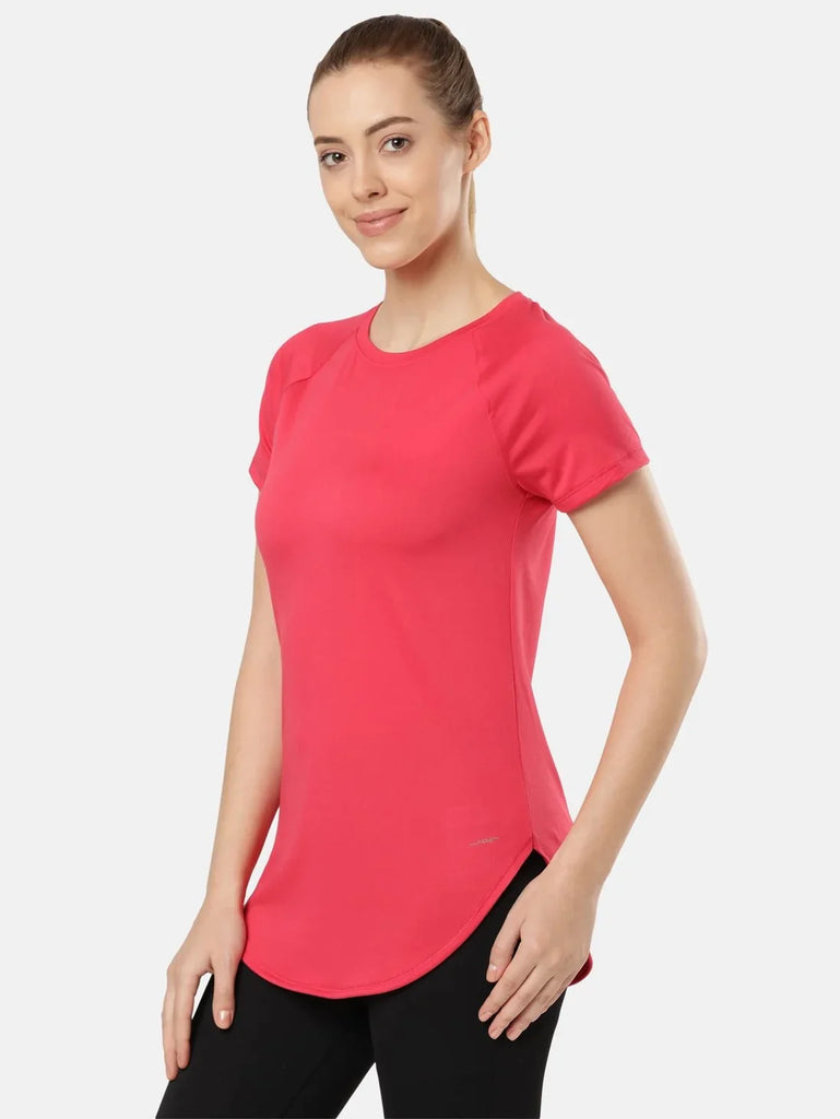 Virtual Pink Women's Relaxed Fit Solid Curved Hem Half Sleeve T-Shirt