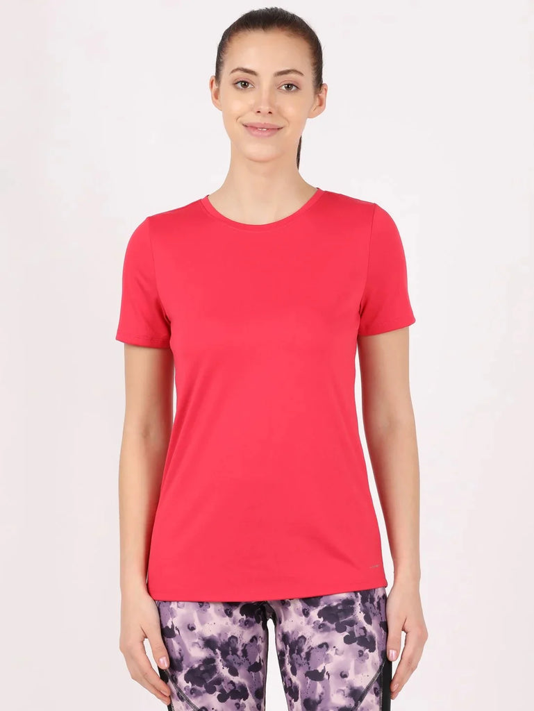 Virtual Pink JOCKEY Women's Round Neck Half Sleeve T-Shirt