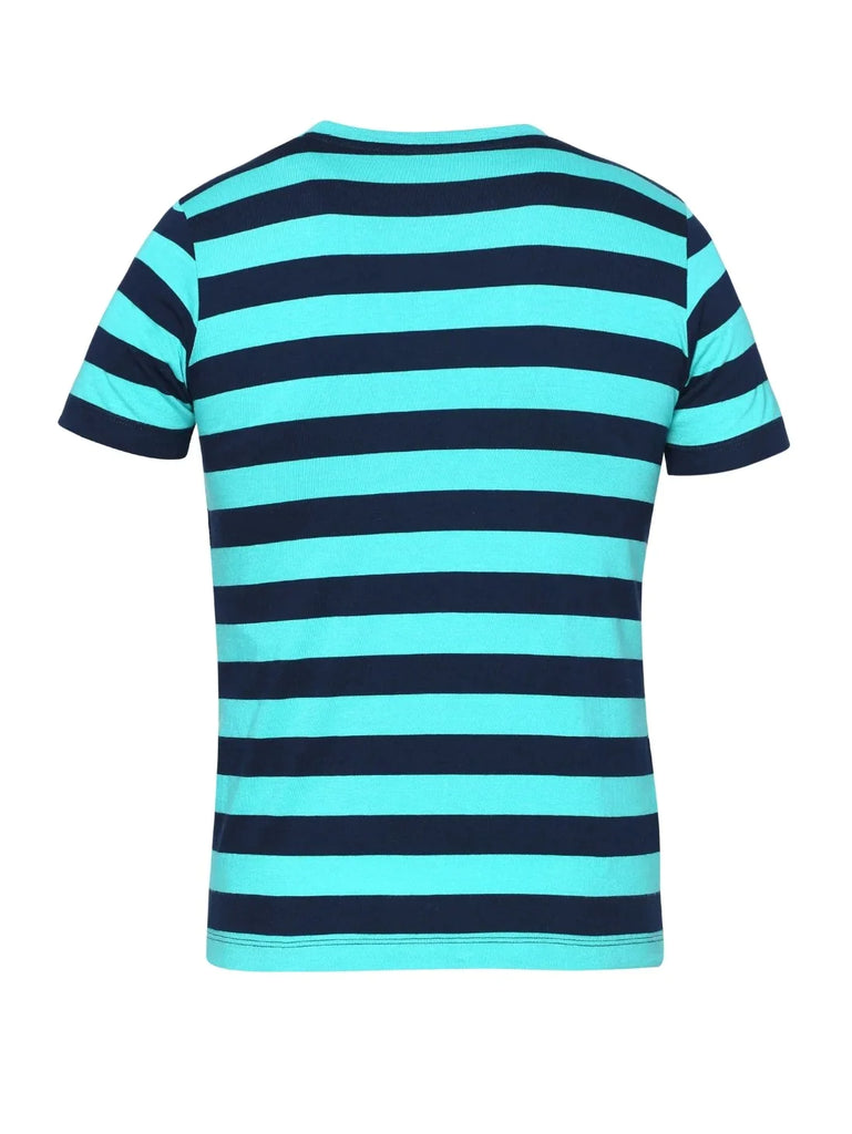 Waterfall & Navy JOCKEY Boy's Striped Half Sleeve T-Shirt