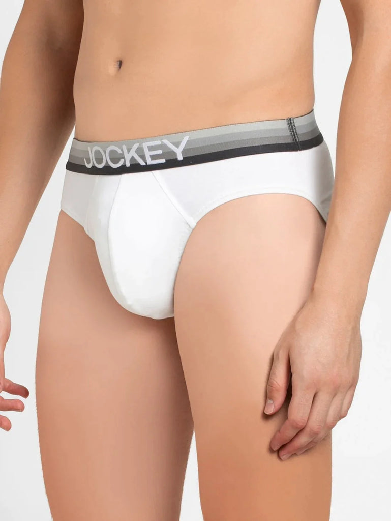 White Solid Jockey Brief Underwear Men