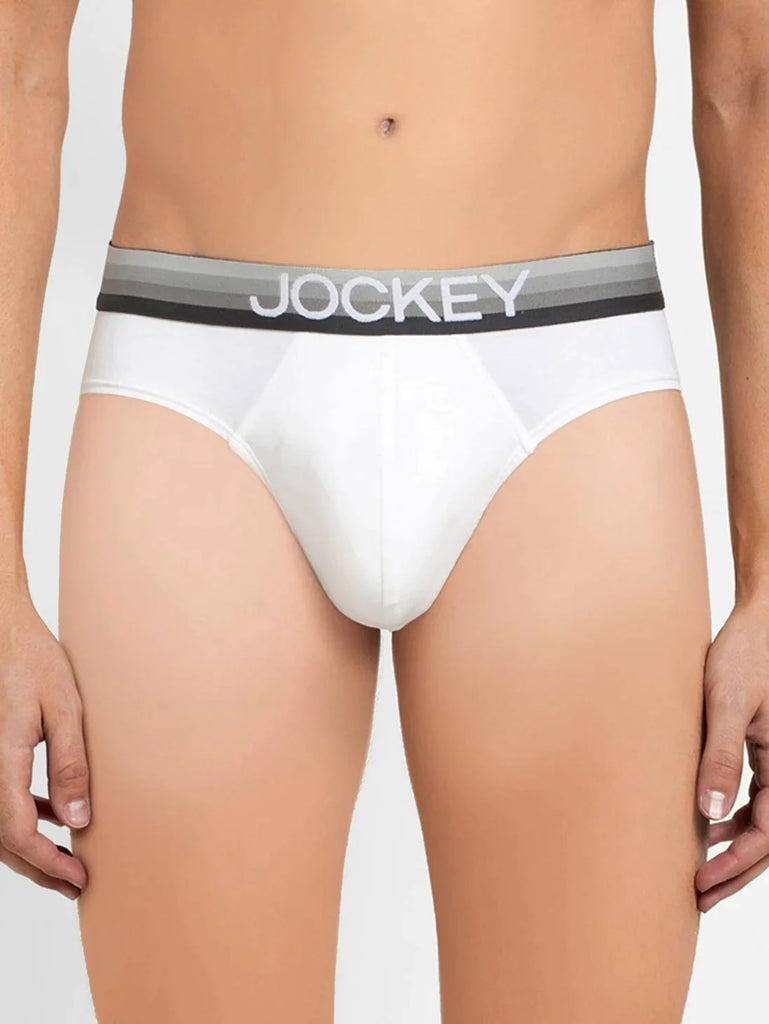 White Solid Jockey Brief Underwear Men