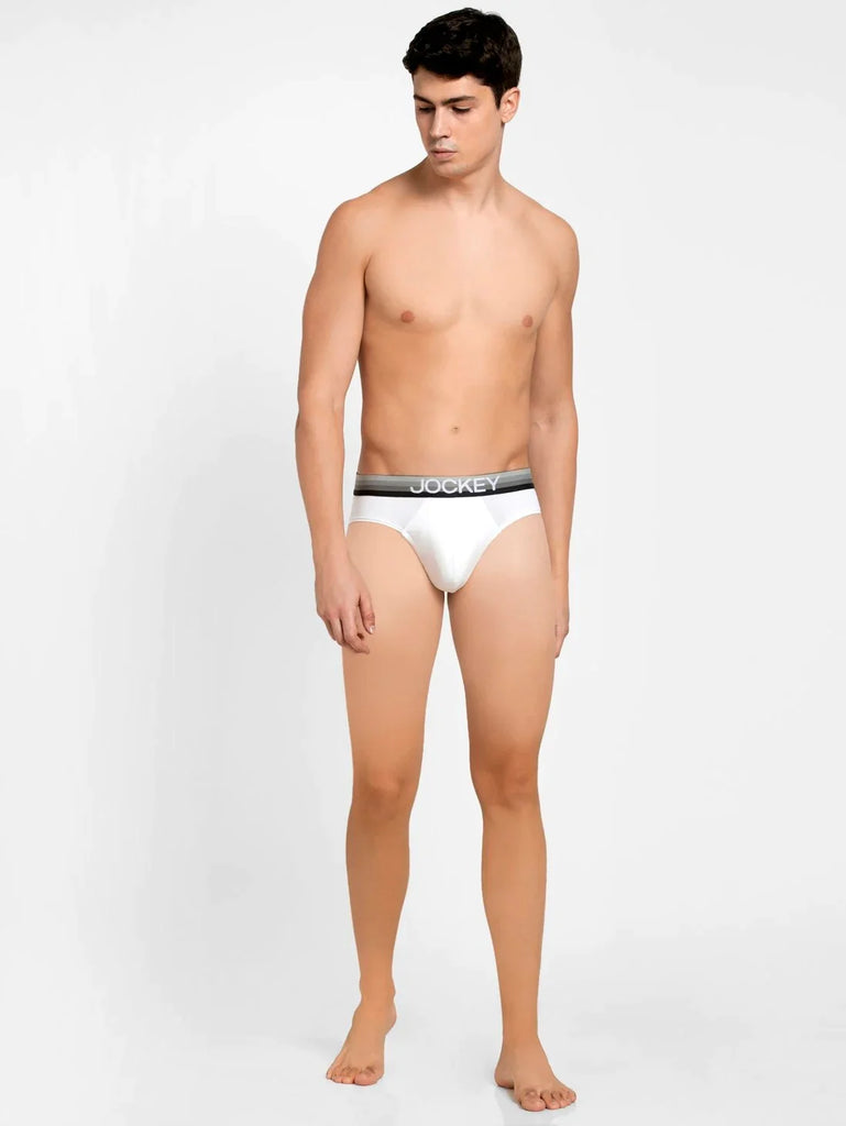 White Solid Jockey Brief Underwear Men