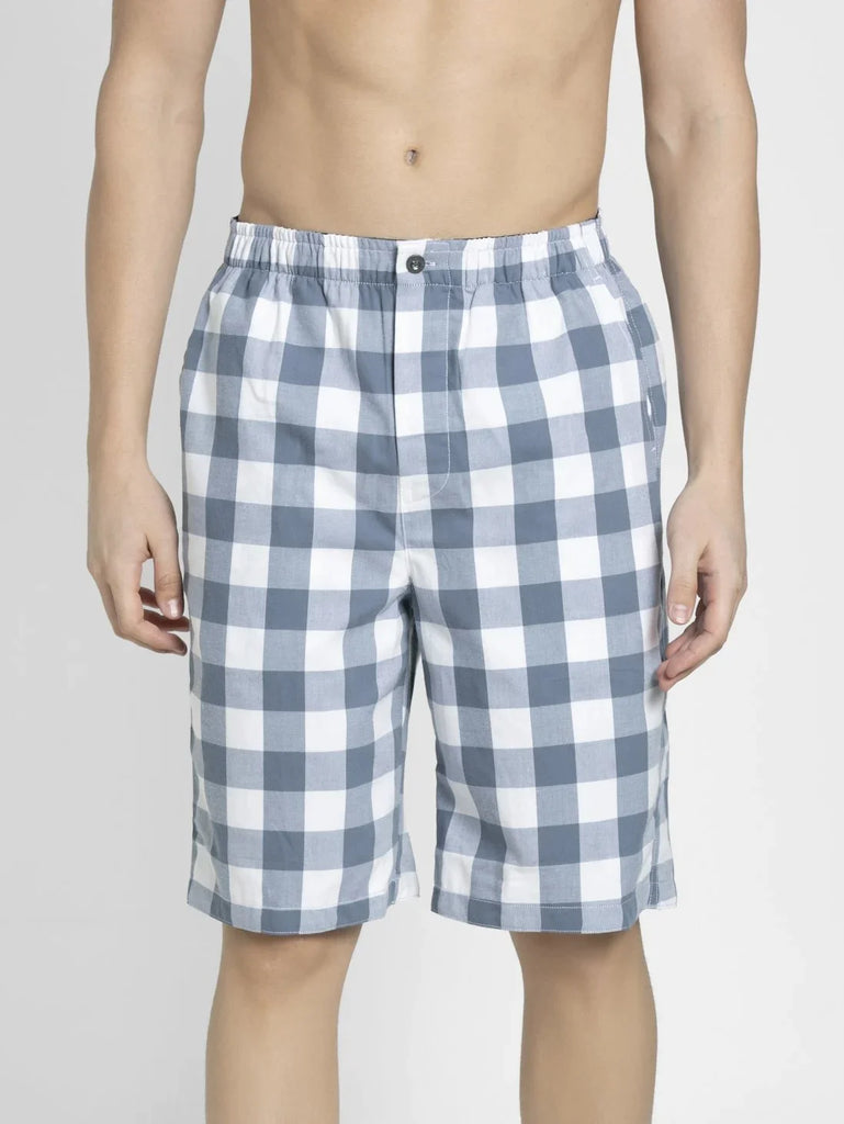 White & Blue JOCKEY Men's Regular Fit Printed Bermuda