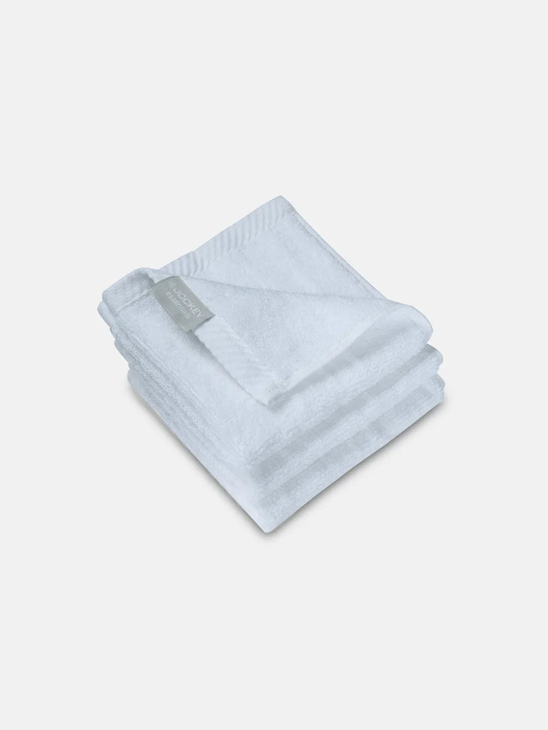 White Jockey Cotton Terry Ultrasoft and Durable Solid Face Towel (pack of 3)