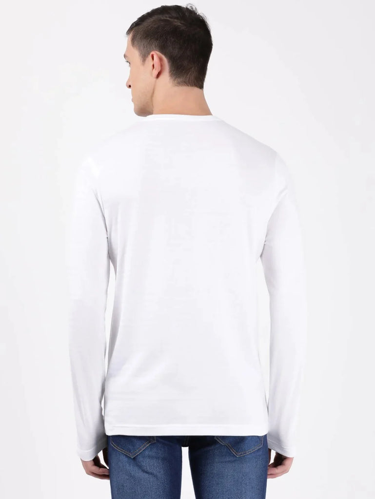 White JOCKEY Men's Solid Round Neck Full Sleeve T-Shirt