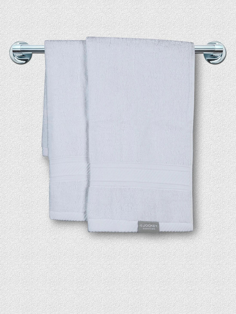 White Jockey Cotton Terry Ultrasoft and Durable Solid Hand Towel (Pack of 2)