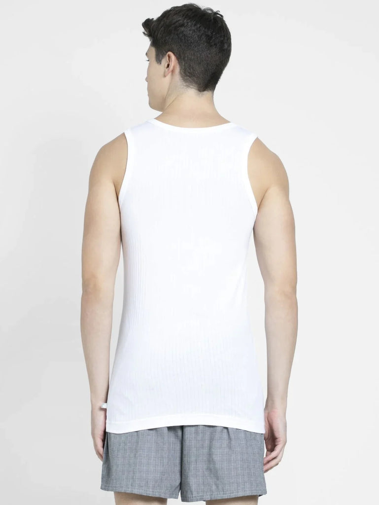 White Jockey Cotton Sleeveless Vest For Men