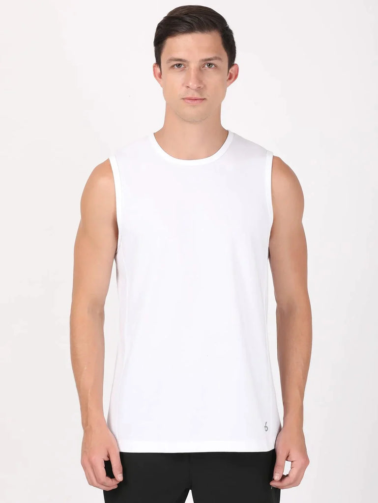 White JOCKEY Men's Round Neck Half Sleeve T-Shirt