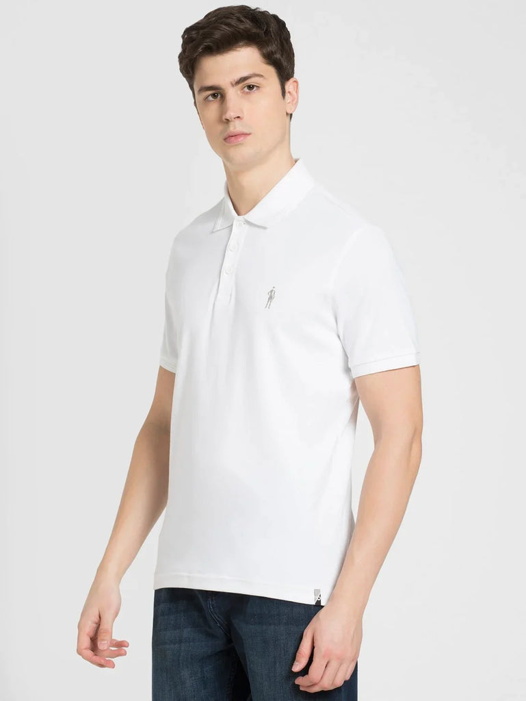 White JOCKEY Men's Solid Half Sleeve Polo T-Shirt