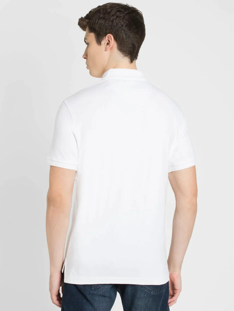 White JOCKEY Men's Solid Half Sleeve Polo T-Shirt