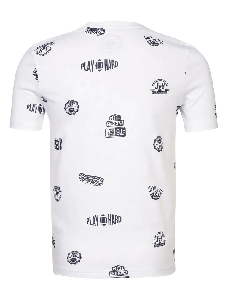 White JOCKEY Boy's Printed Half Sleeve T-Shirt