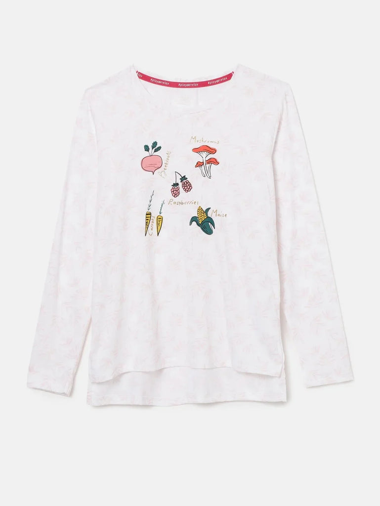 White Printed JOCKEY Girl's Round Neck Hi Low Styled Full Sleeve T-Shirt