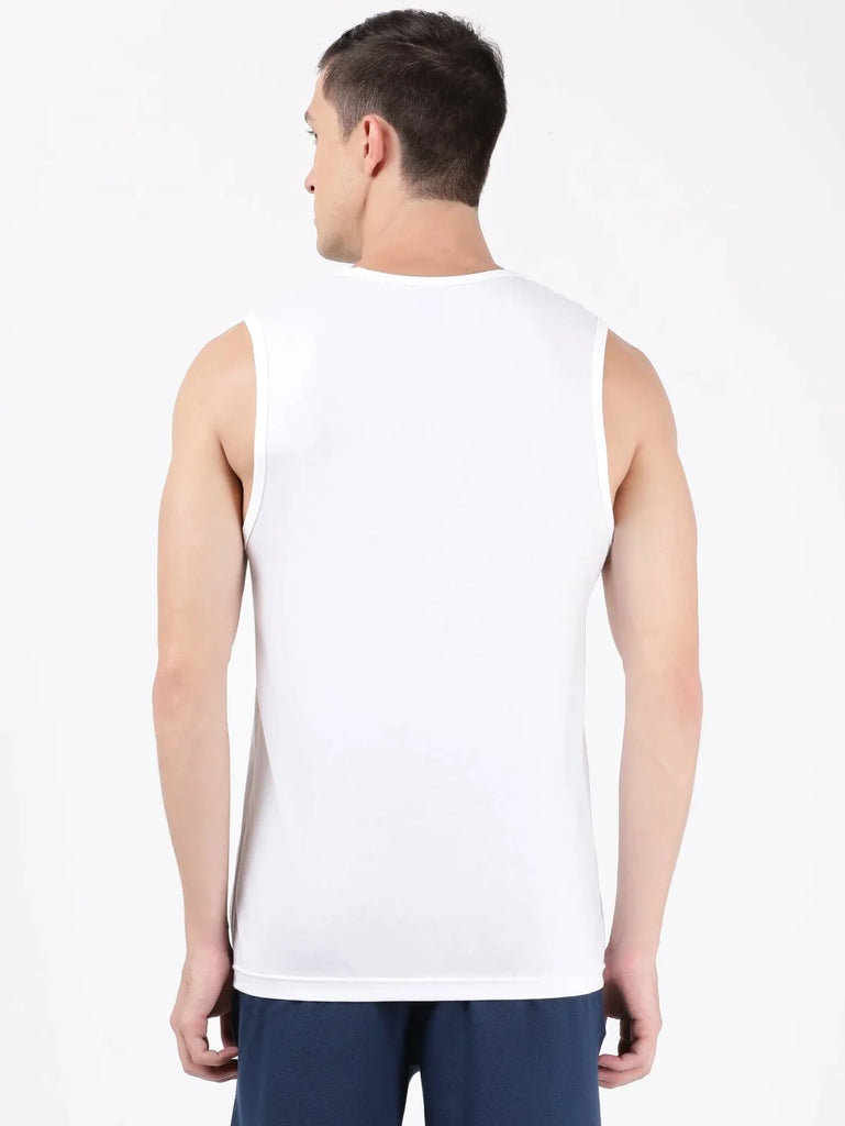 White Printed JOCKEY Men's Round Neck Muscle Tee