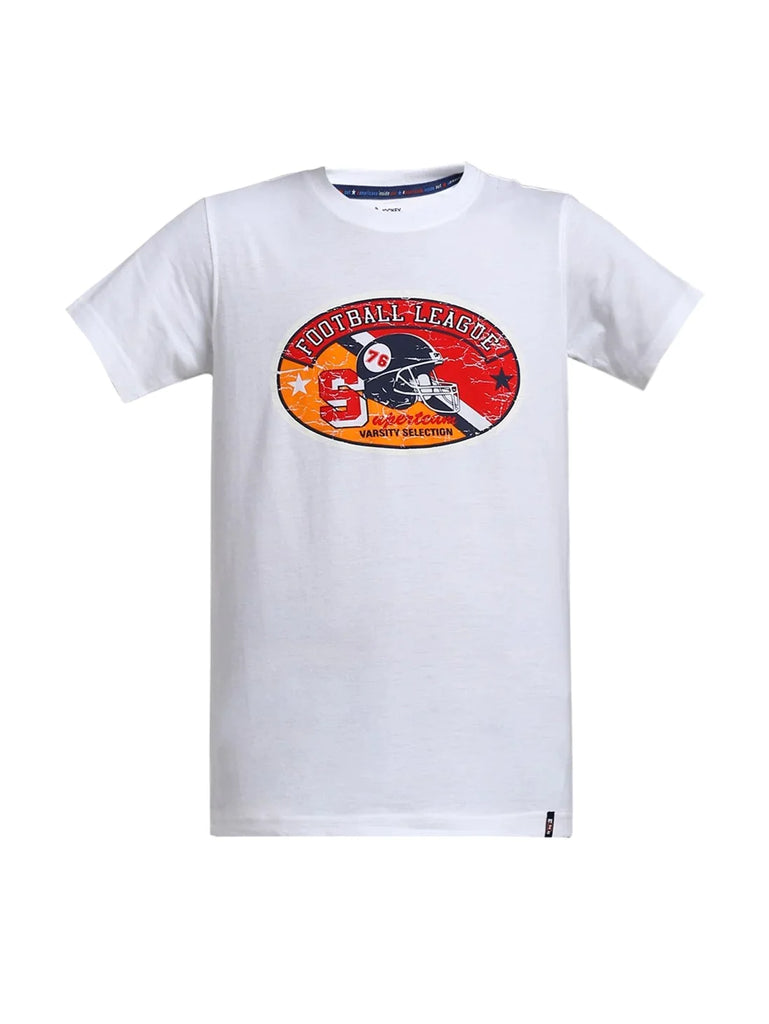 White JOCKEY Boy's Graphic Printed Half Sleeve T-Shirt