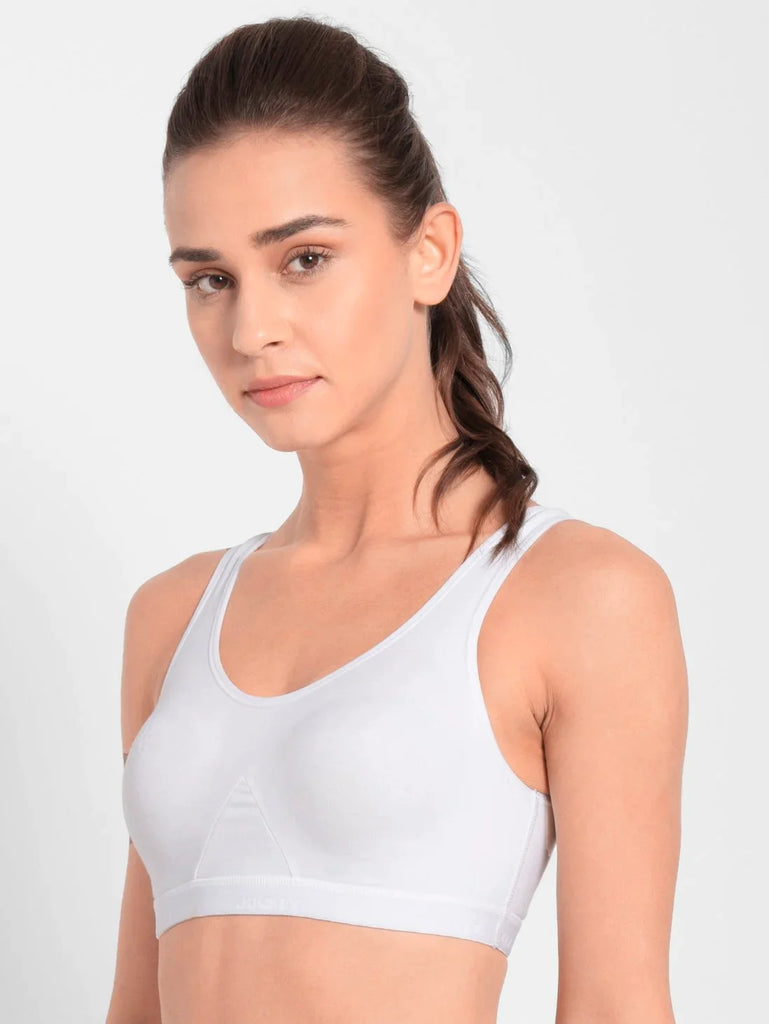 White JOCKEY Women's Wirefree Non Padded Slip-On Active Bra.