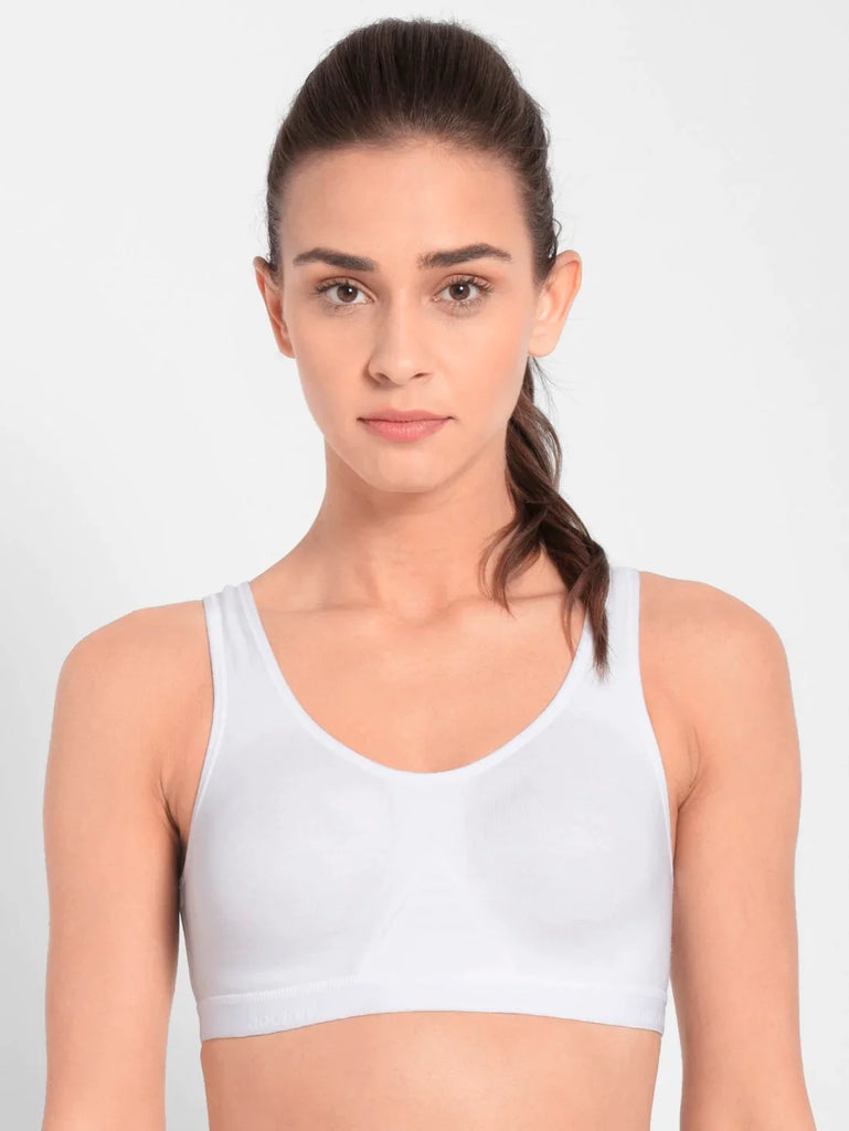 White JOCKEY Women's Wirefree Non Padded Slip-On Active Bra.