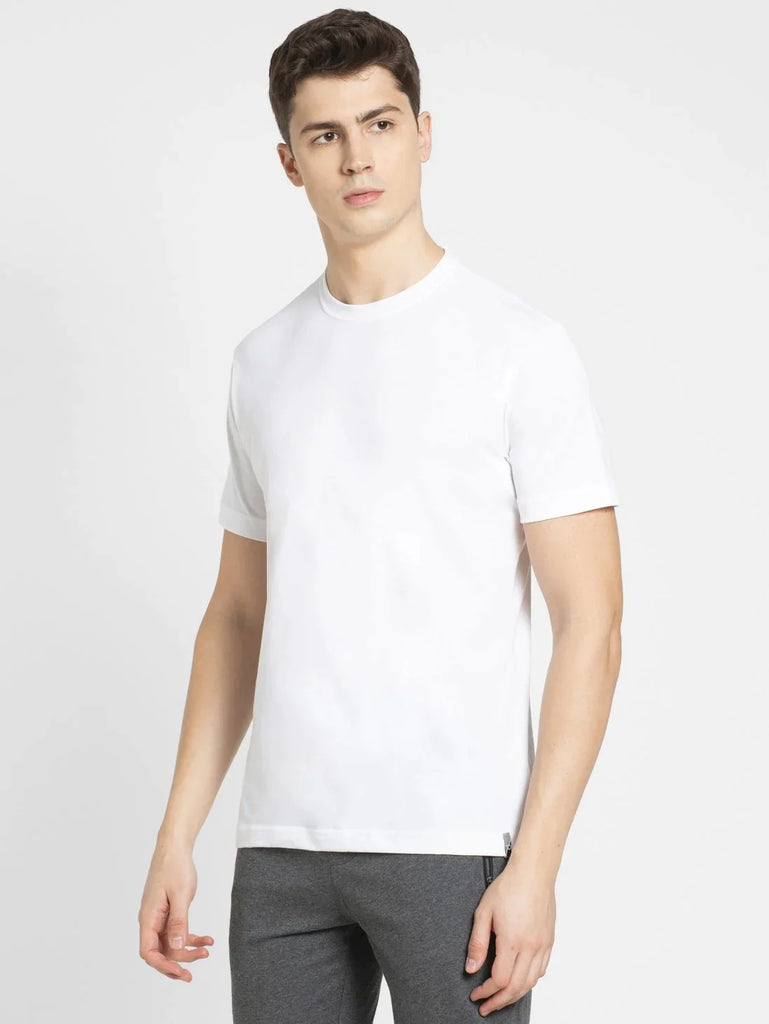 White JOCKEY Men's Printed Round Neck Half Sleeve T-Shirt