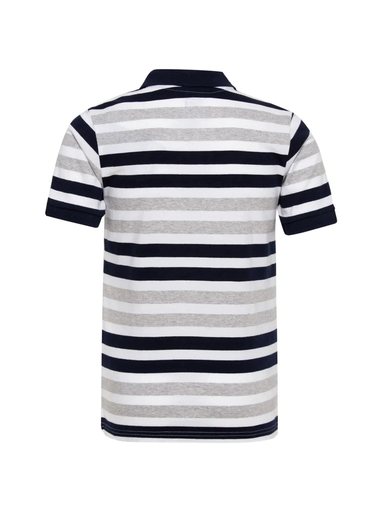 White Stripe JOCKEY Boy's Striped Half Sleeve Polo T-Shirt