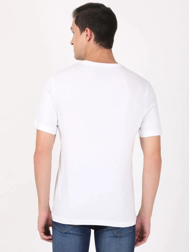 White JOCKEY Men's Printed Round Neck Half Sleeve T-Shirt