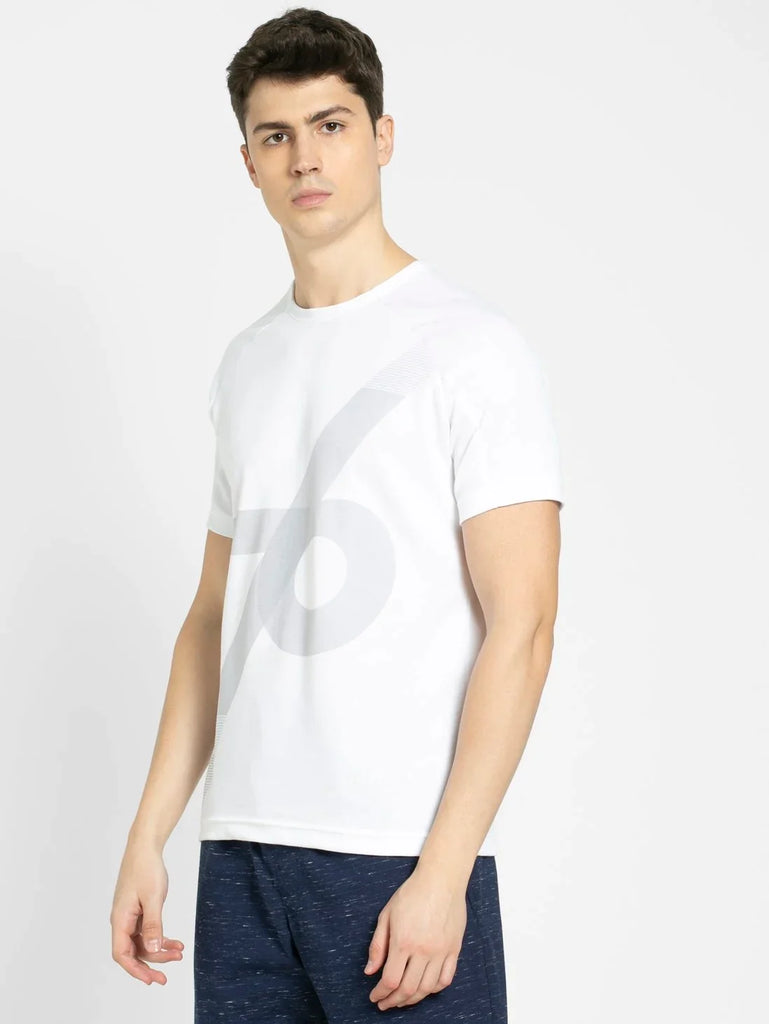 White JOCKEY Men's Round Neck Half Sleeve T-Shirt