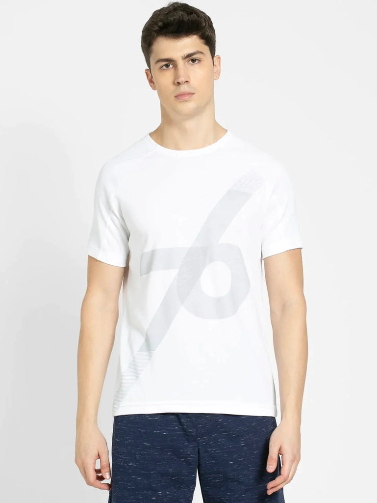 White JOCKEY Men's Round Neck Half Sleeve T-Shirt