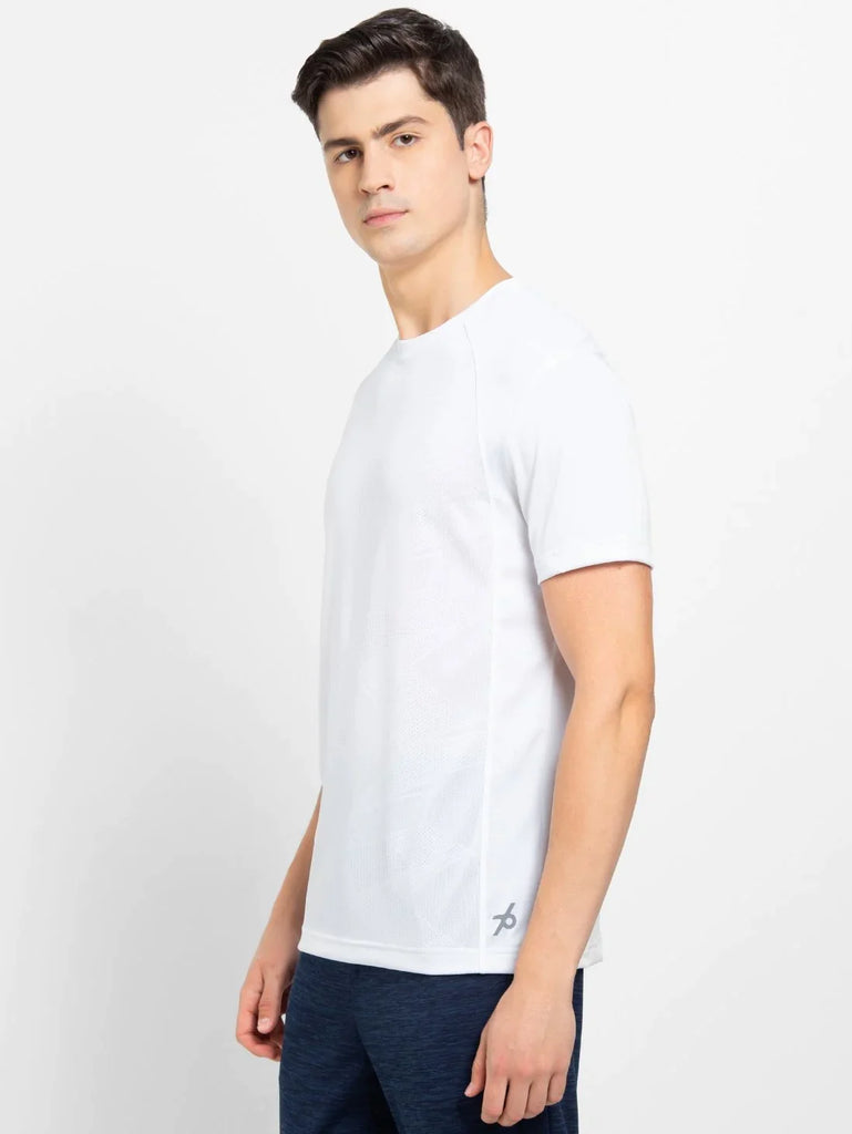 White JOCKEY Men's Round Neck Half Sleeve T-Shirt