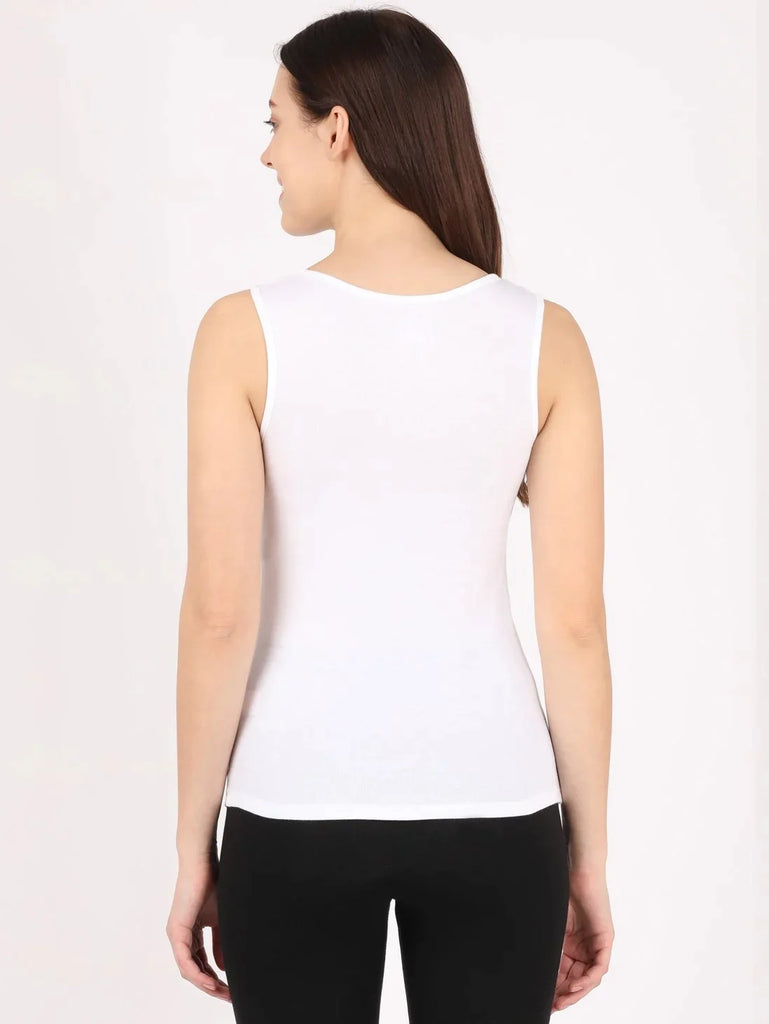 White JOCKEY Women's Slim Fit Solid Tank Top