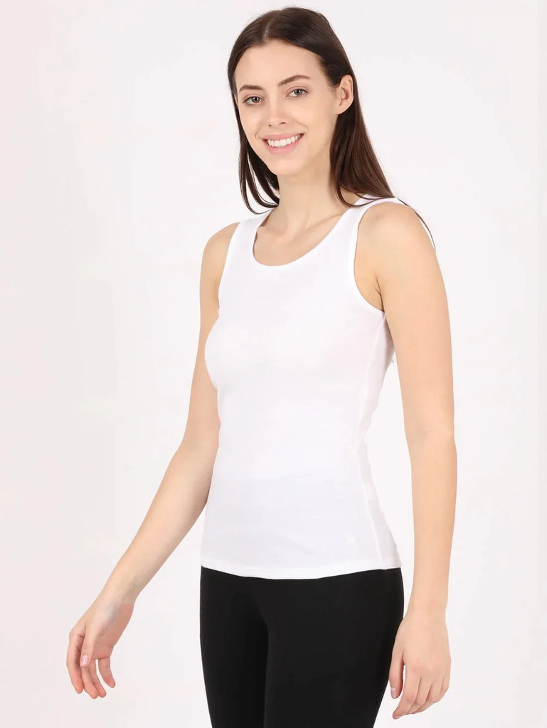 White JOCKEY Women's Slim Fit Solid Tank Top