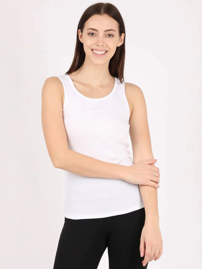 White JOCKEY Women's Slim Fit Solid Tank Top