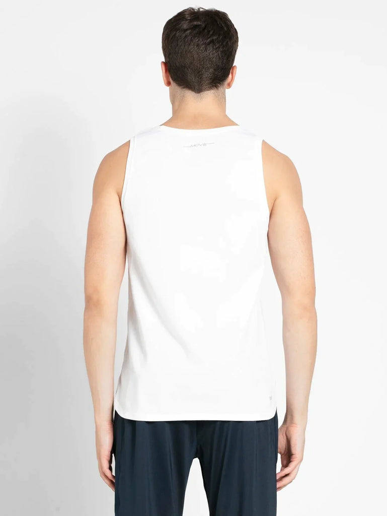 White JOCKEY Men's Solid Low Neck Tank Top