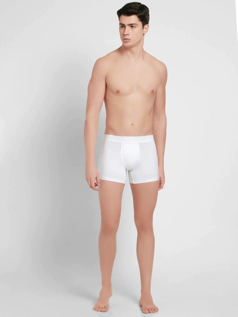 White Jockey Supima Cotton Elastane Stretch Solid Trunk Underwear For Men