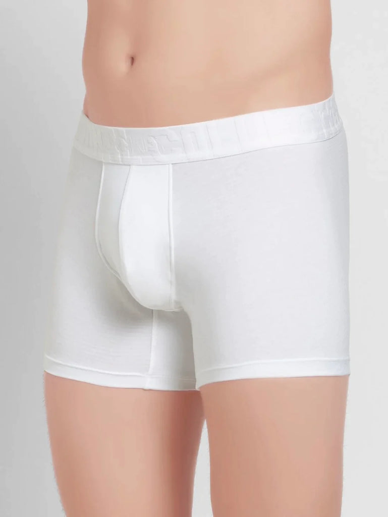 White Jockey Supima Cotton Elastane Stretch Solid Trunk Underwear For Men