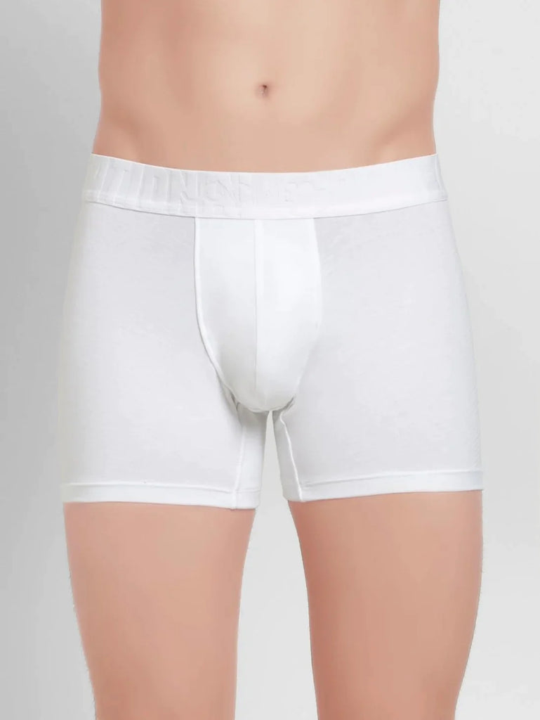 White Jockey Supima Cotton Elastane Stretch Solid Trunk Underwear For Men