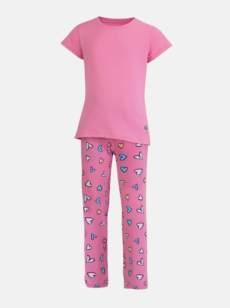 Pink JOCKEY Girl's Short Sleeve T-Shirt and Pajama Set