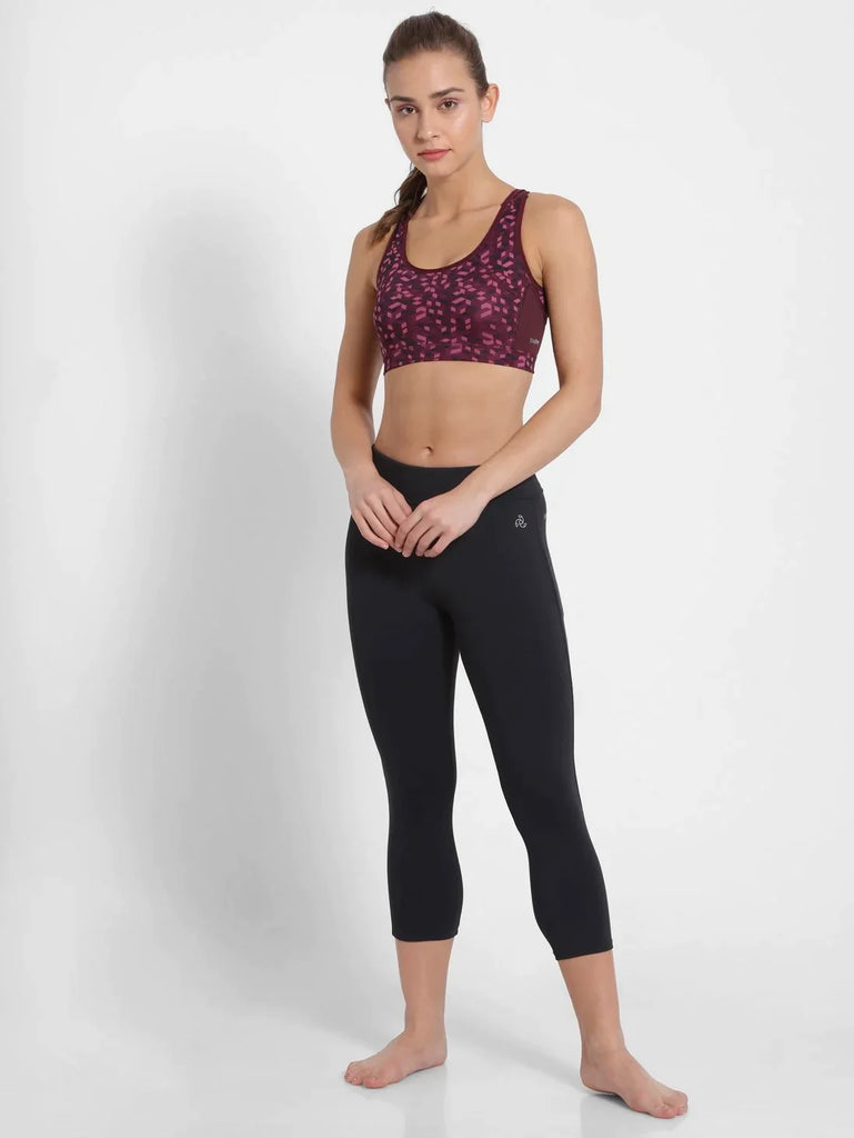 Wine Assorted Prints JOCKEY Women's Racer Back Sports Bra.