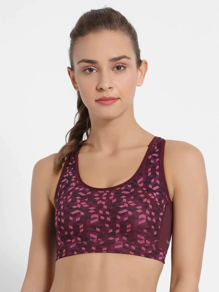 Wine Assorted Prints JOCKEY Women's Racer Back Sports Bra.