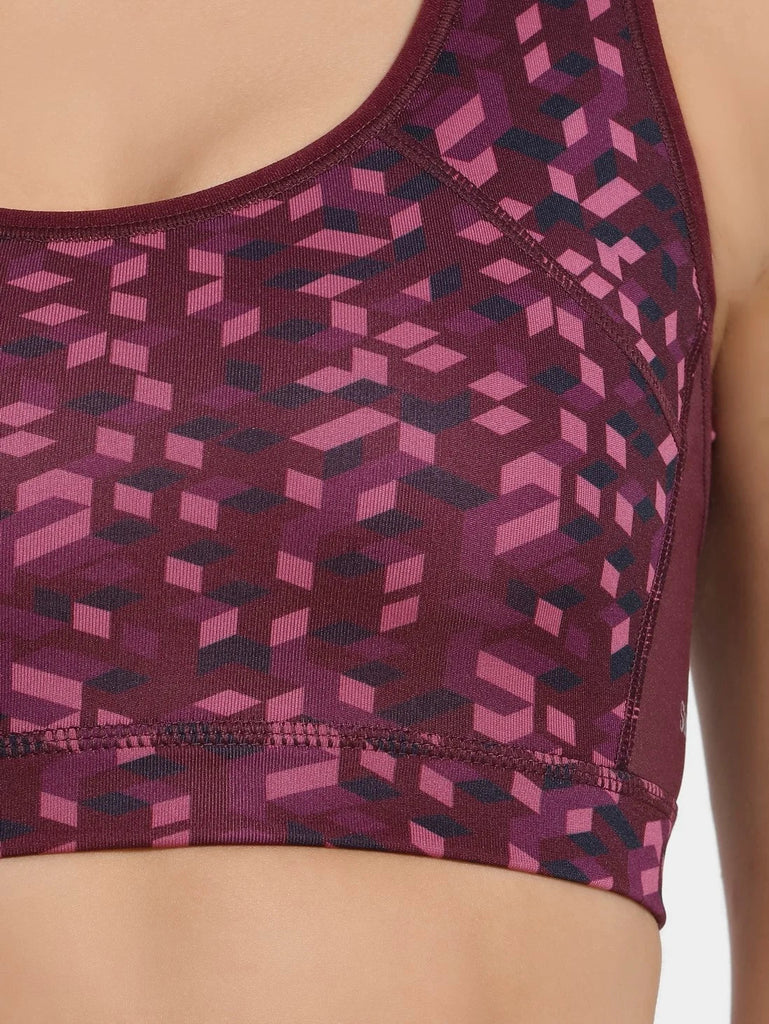 Wine Assorted Prints JOCKEY Women's Racer Back Sports Bra.