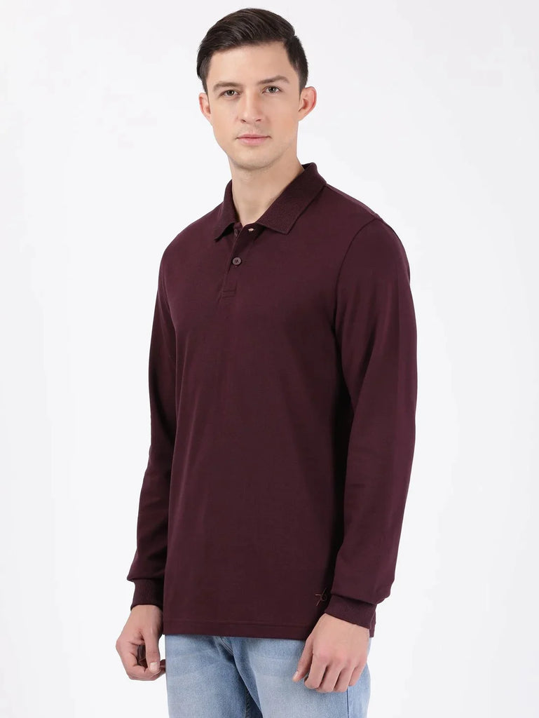 Wine Tasting JOCKEY Men's Solid Full Sleeve Polo T-Shirt