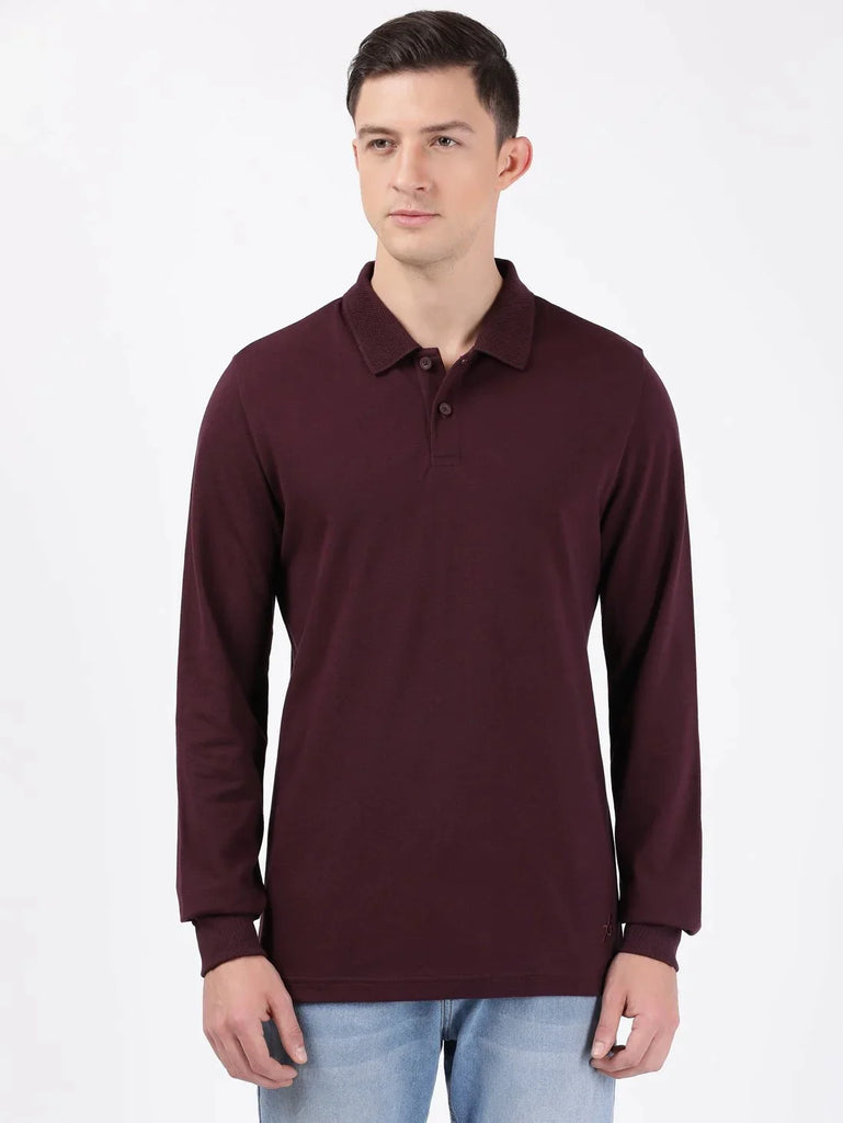 Wine Tasting JOCKEY Men's Solid Full Sleeve Polo T-Shirt