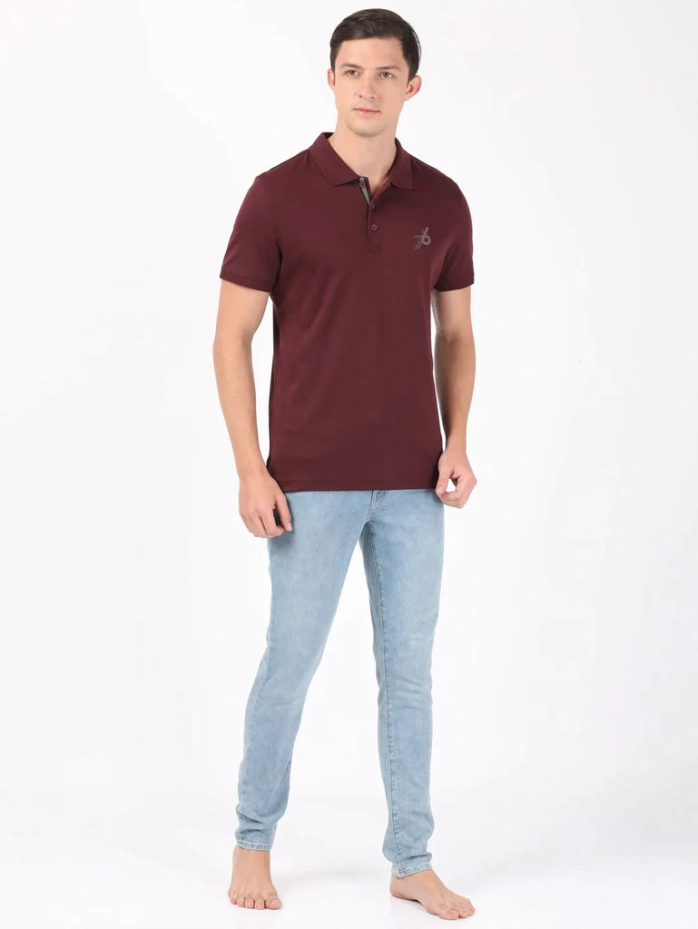 Wine Tasting JOCKEY Men's Solid Half Sleeve Polo T-Shirt