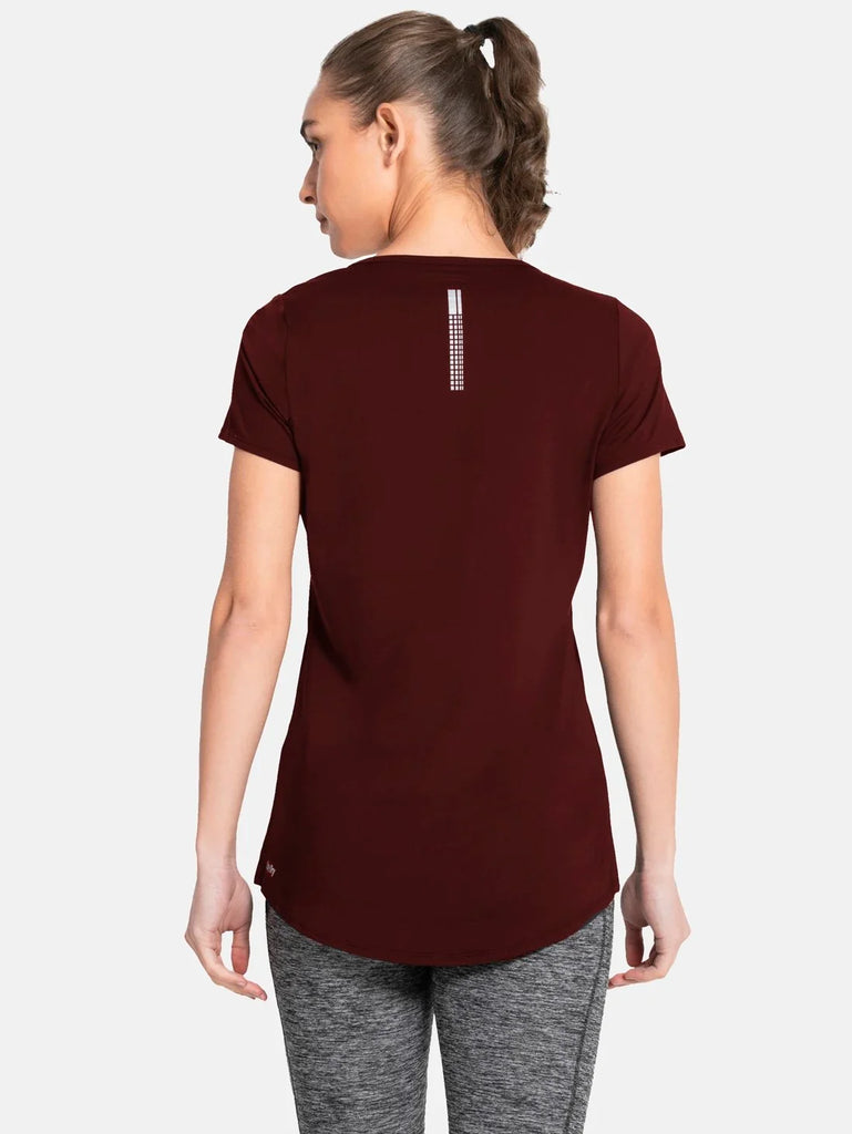 Wine Tasting JOCKEY Women's Relaxed Solid Curved Hem Style Half Sleeve T-Shirt 