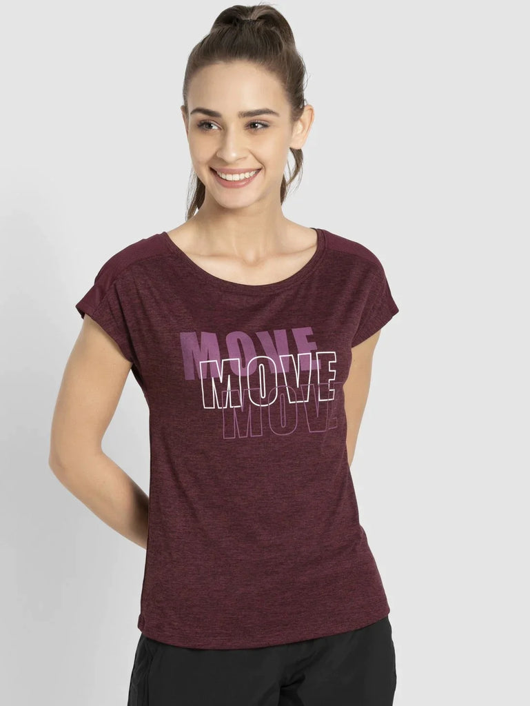 Wine Tasting JOCKEY Women's Relaxed Fit Printed Round Neck Half Sleeve T-Shirt