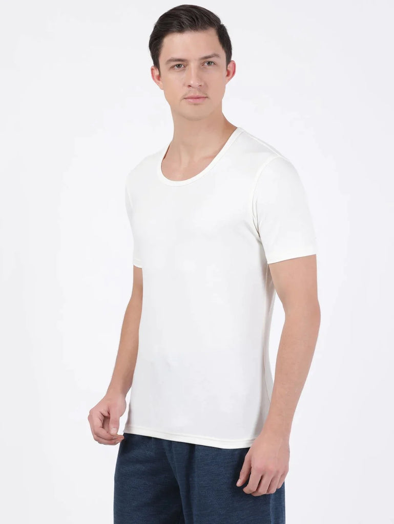 Winter White JOCKEY Men's Microfiber Half Sleeve Thermal Undershirt