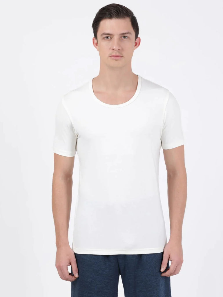 Winter White JOCKEY Men's Microfiber Half Sleeve Thermal Undershirt