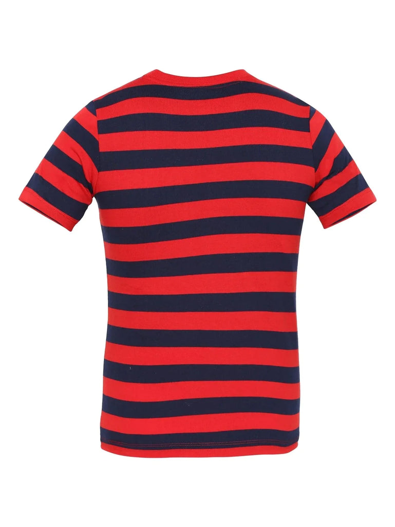 Wordly Red & Navy JOCKEY Boy's Striped Half Sleeve T-Shirt